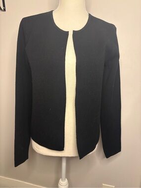 Rachel Zoe Black Open-Front Collarless Sweater Jacket